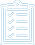 A blue and white icon of a clipboard with several tasks.